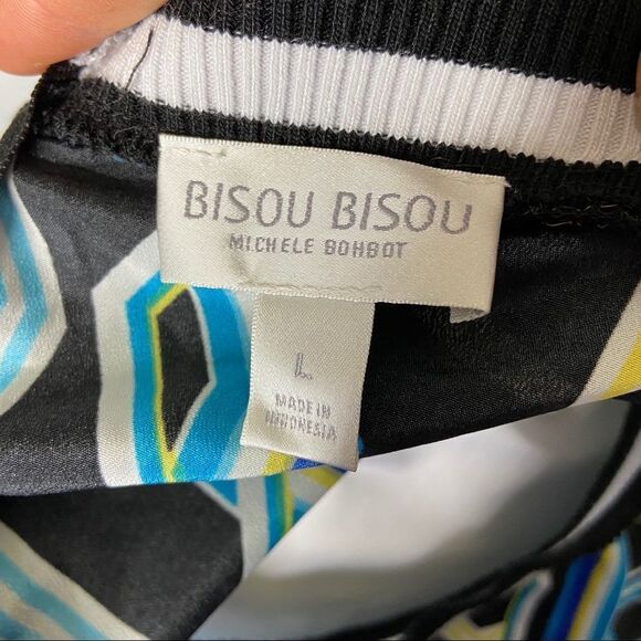 bisou bisou large womens geometric retro 70s top - Picture 6 of 6